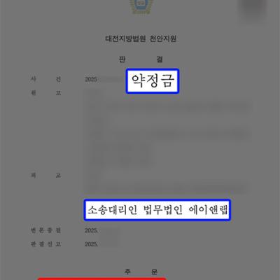 [피고] 상간소송 합의 위반한 피고 대리, 약정금 8천4백만 원 감액 이끌어내